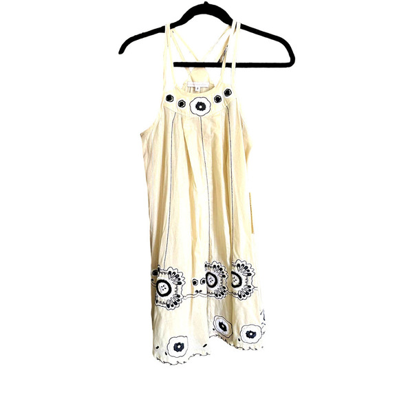 Nwt Corey Lynn Calter Cream A line Dress with black flowers - Picture 3 of 8